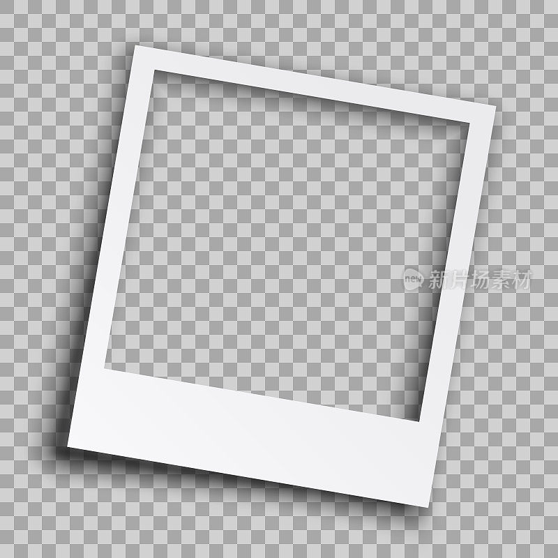 Empty white photo frame with shadows - vector